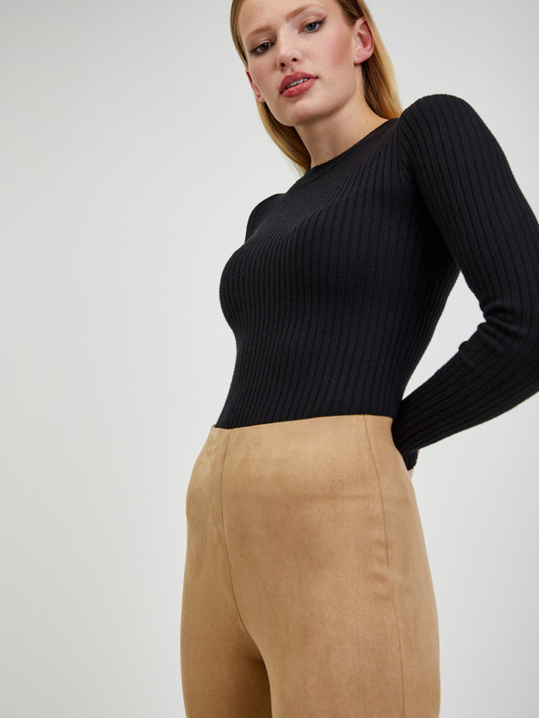 Orsay Světle hnědé dámské kalhoty v semišové úpravě ORSAY