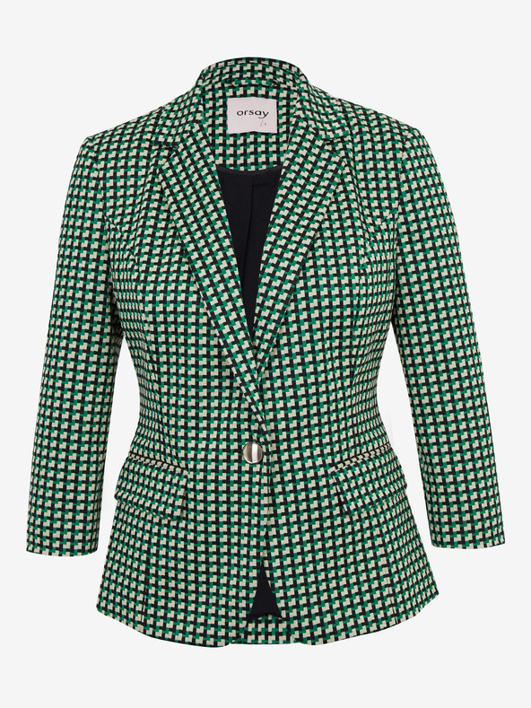 Orsay Bílo-zelené dámské kostkované sako ORSAY