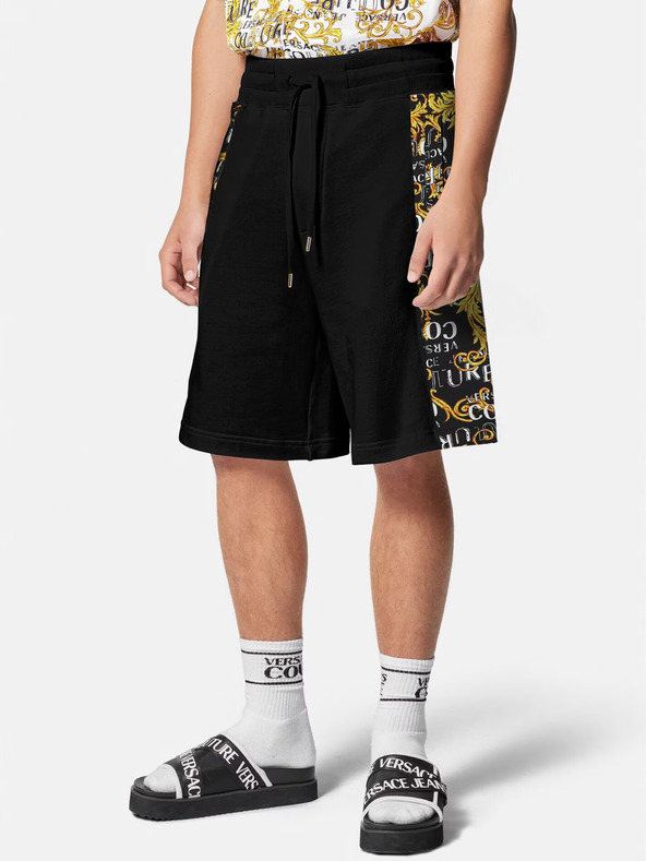 Versace Jeans Couture Černé pánské vzorované teplákové kraťasy Versace Jeans Couture