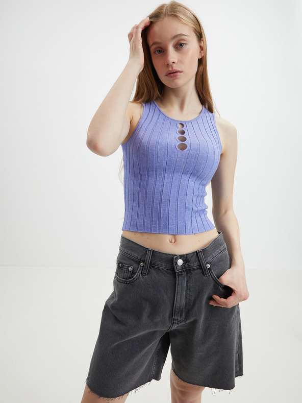 Noisy May Světle fialové crop top tílko Noisy May Frey