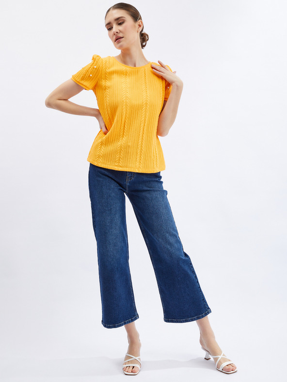 Orsay Žluté dámské tričko s ozdobnými detaily ORSAY