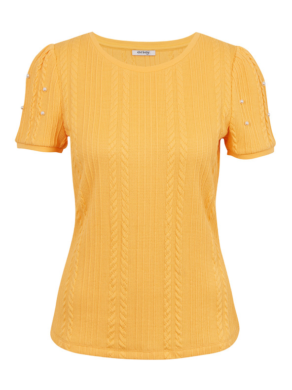 Orsay Žluté dámské tričko s ozdobnými detaily ORSAY