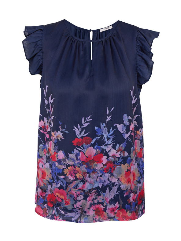 Orsay Tmavě modrá dámská květovaná halenka s volánem ORSAY