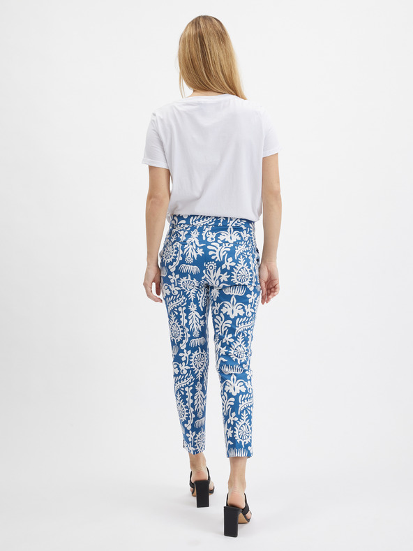 Orsay Bílo-modré dámské vzorované kalhoty ORSAY