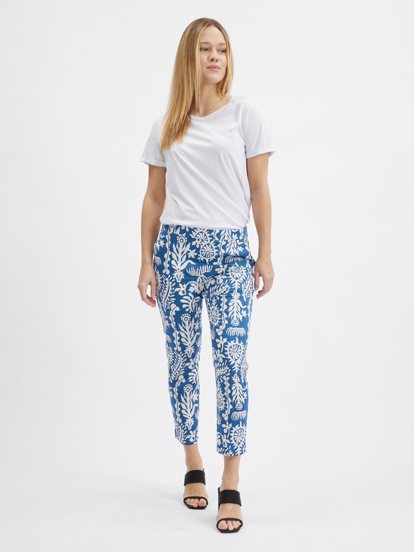 Orsay Bílo-modré dámské vzorované kalhoty ORSAY