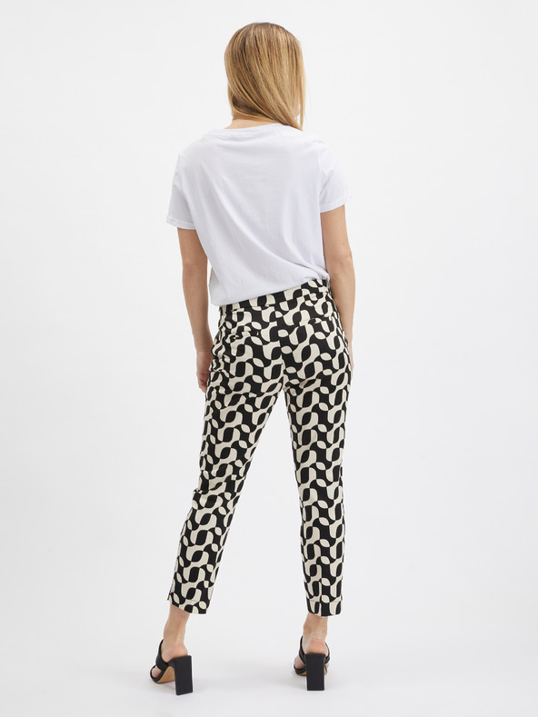 Orsay Krémovo-černé dámské vzorované kalhoty ORSAY