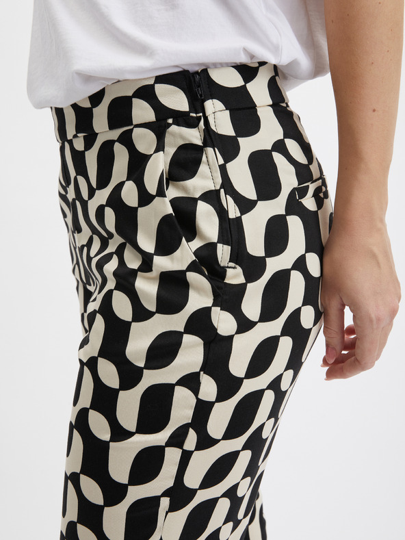 Orsay Krémovo-černé dámské vzorované kalhoty ORSAY