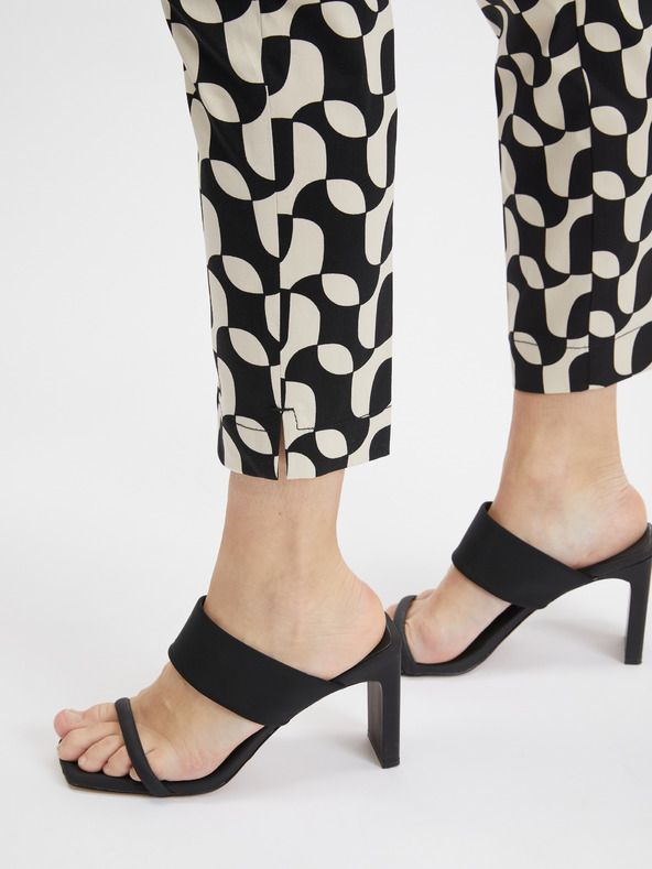 Orsay Krémovo-černé dámské vzorované kalhoty ORSAY