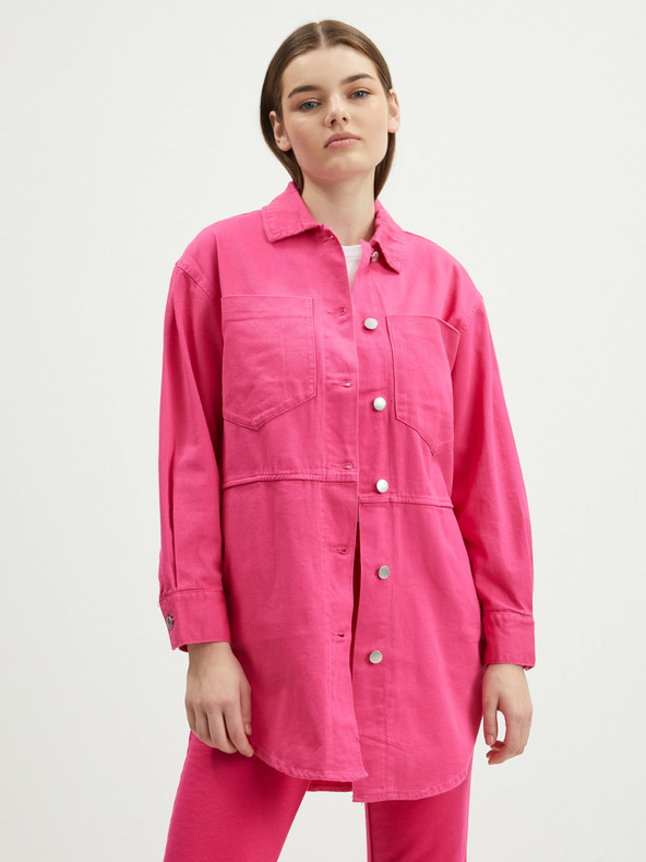 ONLY Tmavě růžová dámská oversize košilová bunda ONLY Drew