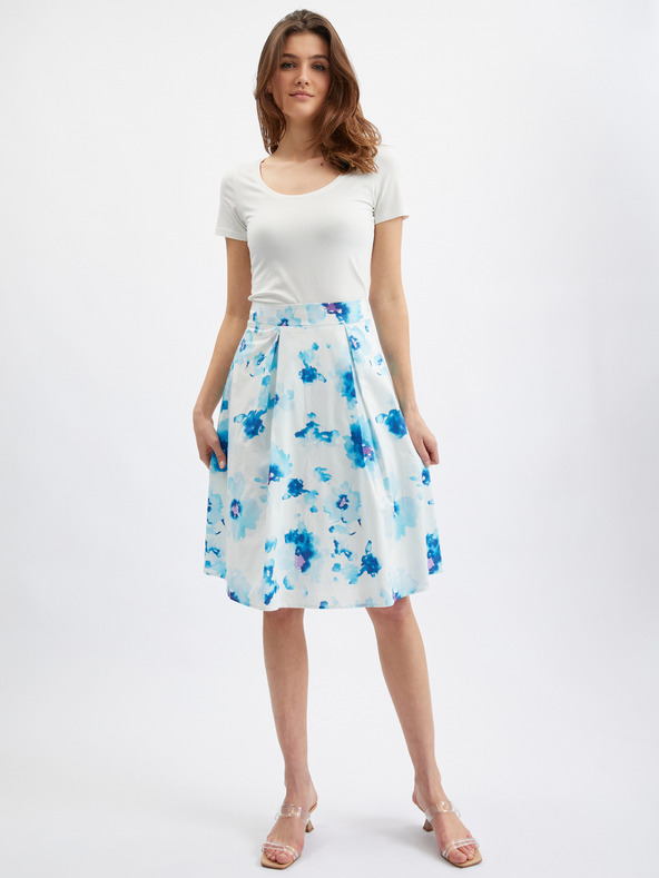 Orsay Modro-bílá dámská květovaná sukně ORSAY