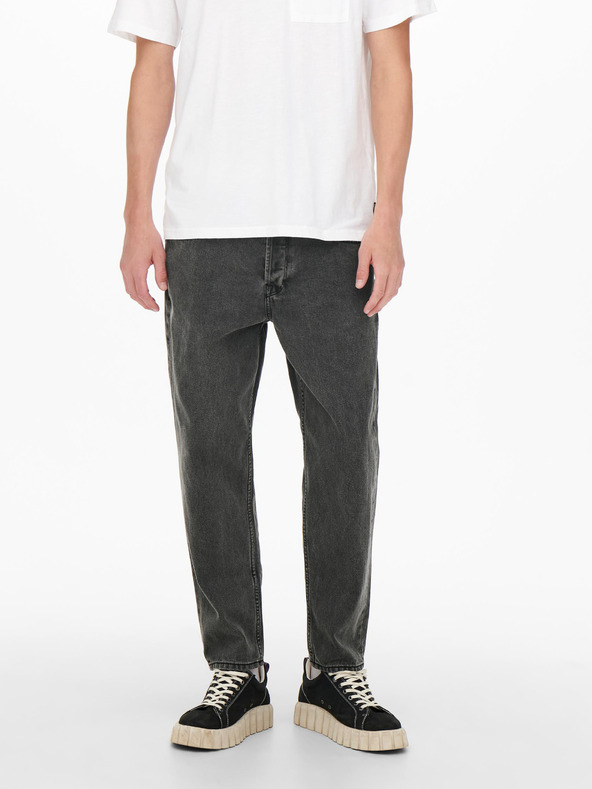 ONLY & SONS Černé straight fit džíny ONLY & SONS Avi
