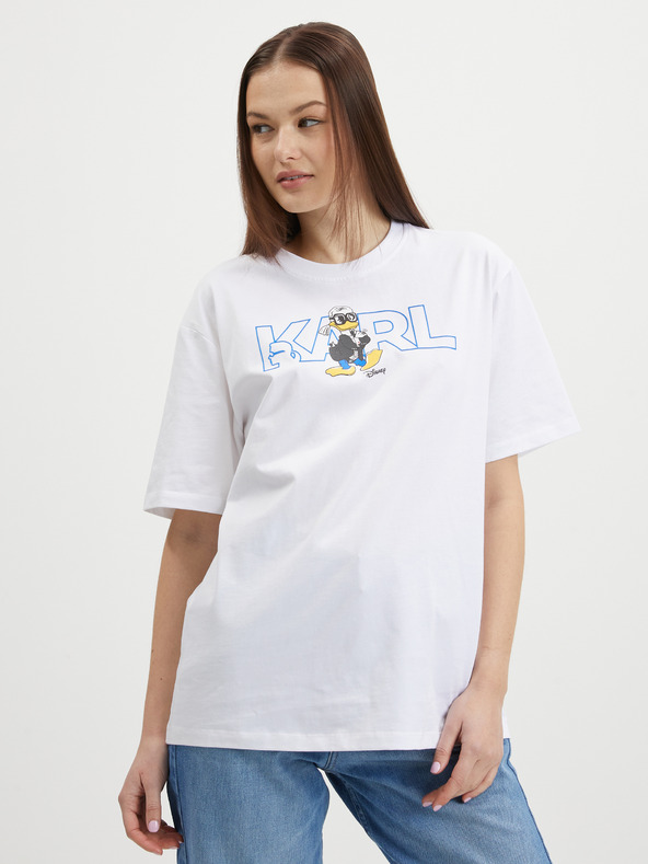 Karl Lagerfeld Bílé dámské oversize tričko KARL LAGERFELD x Disney