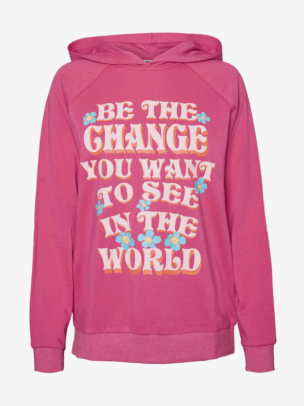 Noisy May Tmavě růžová dámská mikina s kapucí Noisy May Milly