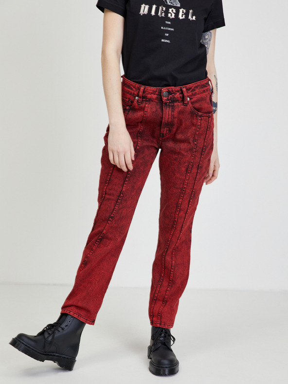 Diesel Červené dámské straight fit džíny Diesel Joy