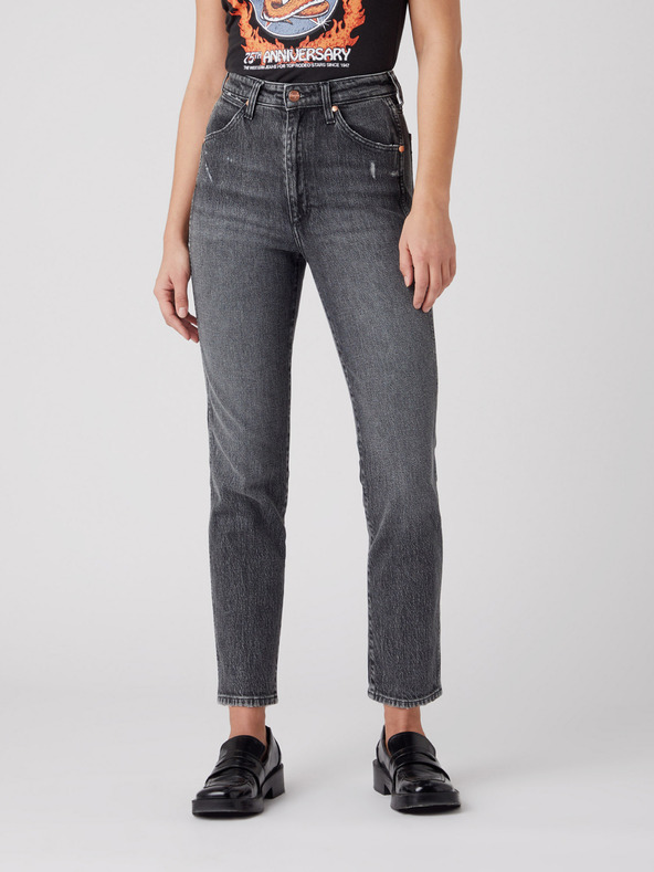 Wrangler Šedé dámské zkrácené straight fit džíny Wrangler