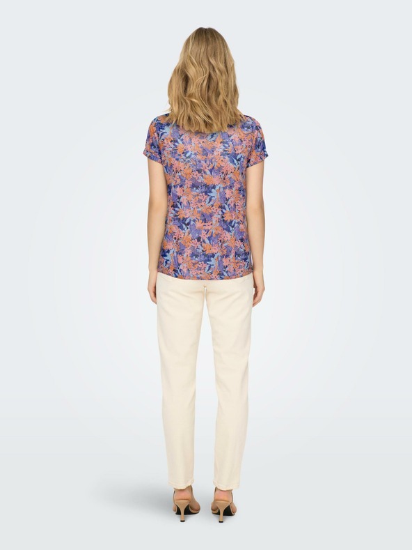 ONLY Oranžovo-modré květované tričko ONLY Rilla