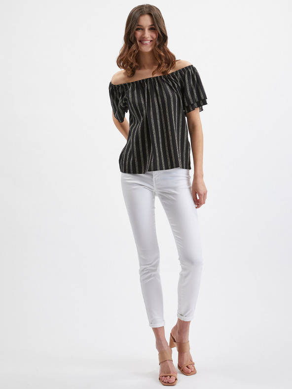 Orsay Černá dámská pruhovaná halenka ORSAY