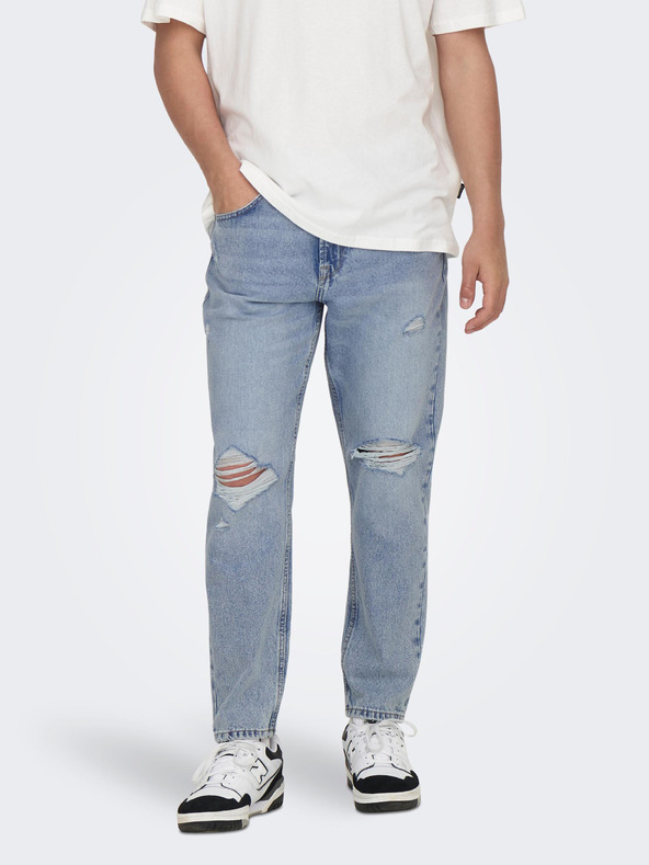 ONLY & SONS Modré pánské straight fit džíny ONLY & SONS Avi