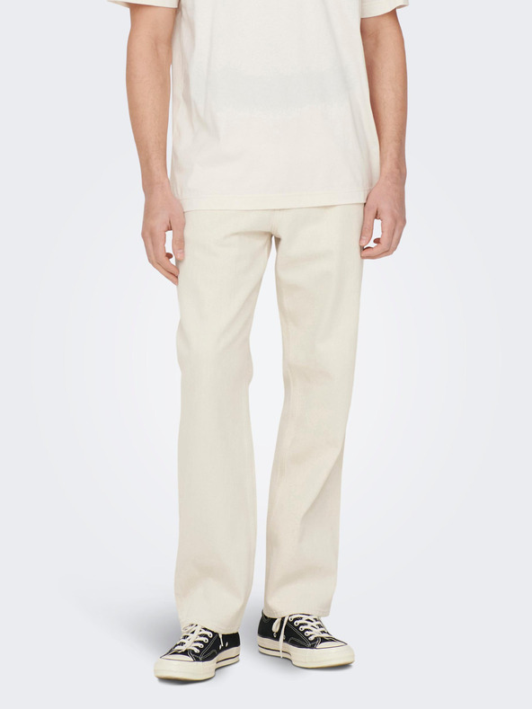 ONLY & SONS Krémové pánské straight fit džíny ONLY & SONS Edge