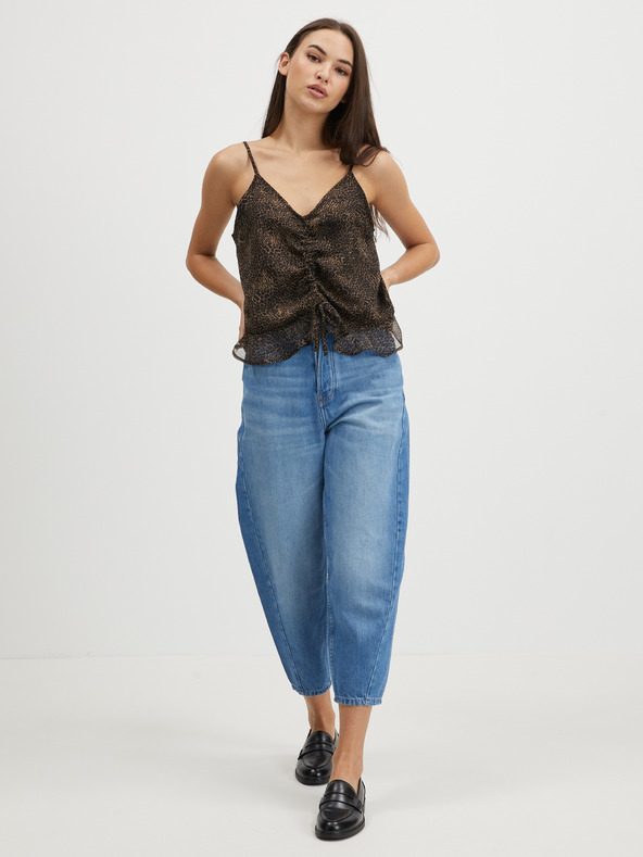 Noisy May Černo-hnědý top s leopardím vzorem Noisy May Melina