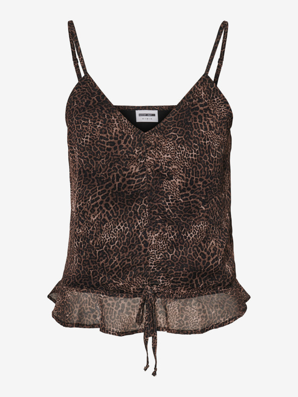 Noisy May Černo-hnědý top s leopardím vzorem Noisy May Melina