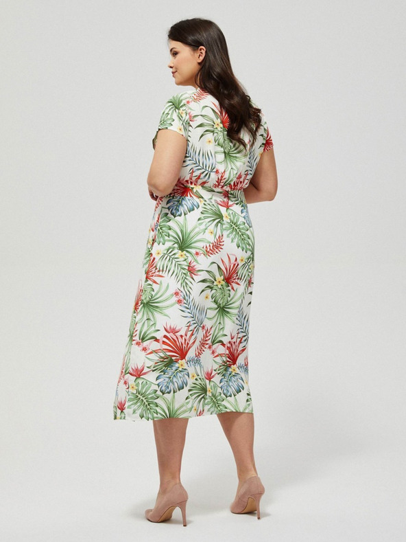 Moodo Bílé letní šaty s tropickým vzorem Moodo