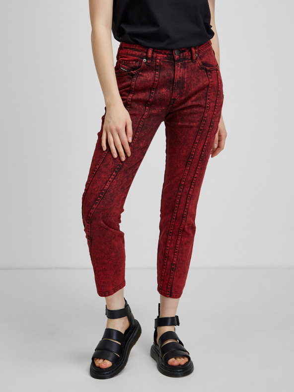 Diesel Červené dámské zkrácené slim fit džíny Diesel