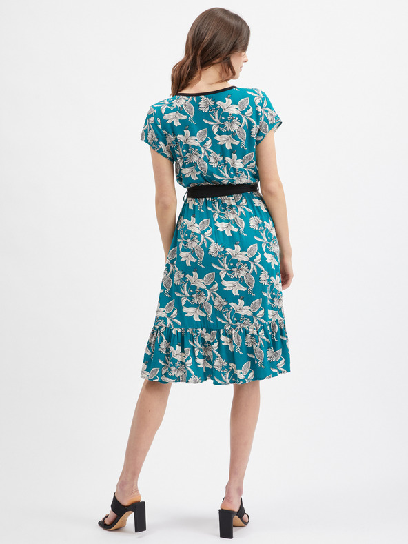 Orsay Petrolejové dámské květované šaty ORSAY