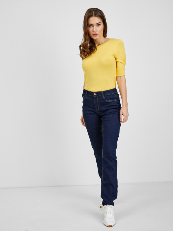 Orsay Tmavě modré dámské straight mid waist džíny ORSAY