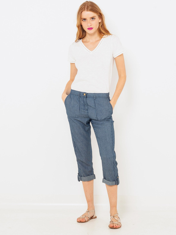 CAMAIEU Modré 3/4 slim fit džíny CAMAIEU