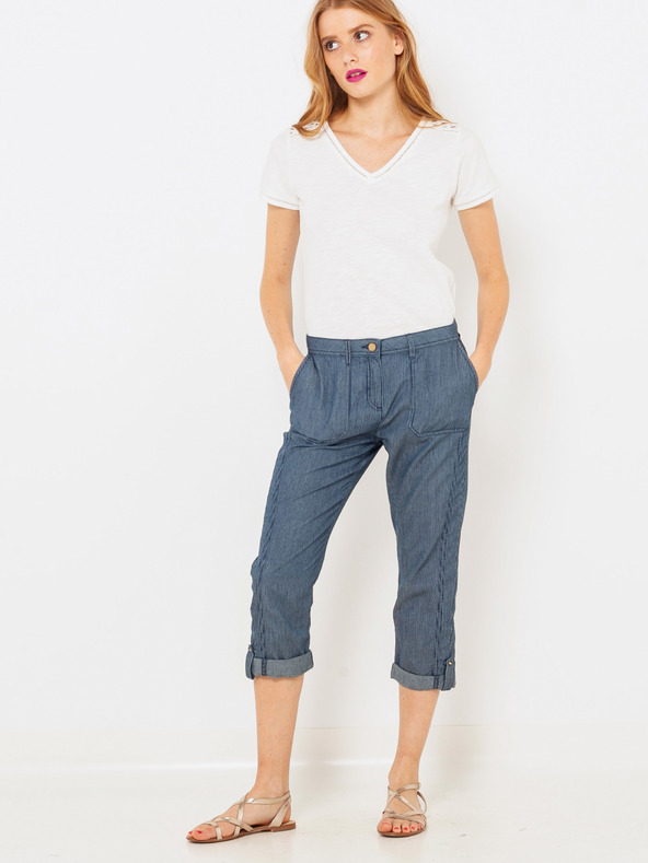 CAMAIEU Modré 3/4 slim fit džíny CAMAIEU