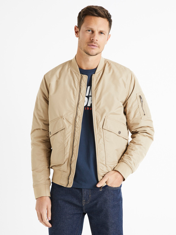 Celio Béžový pánský bomber Celio Dujames