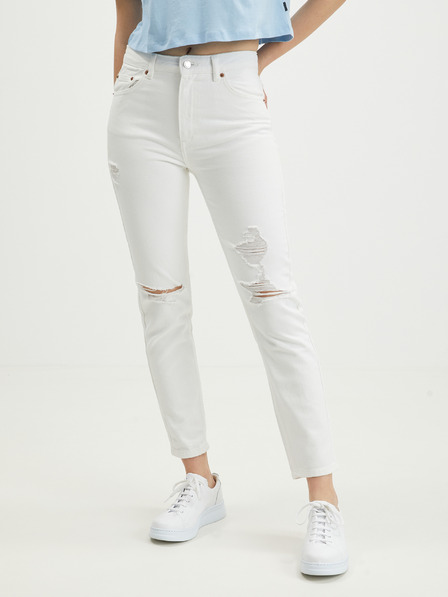 TALLY WEiJL Bílé slim fit džíny s potrhaným efektem TALLY WEiJL