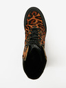 Desigual Hnědé dámské kožené kotníkové boty s leopardím vzorem Desigual Biker Leopard