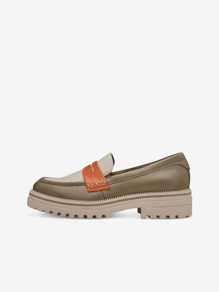 Tamaris Béžovo-khaki dámské kožené mokasíny Tamaris