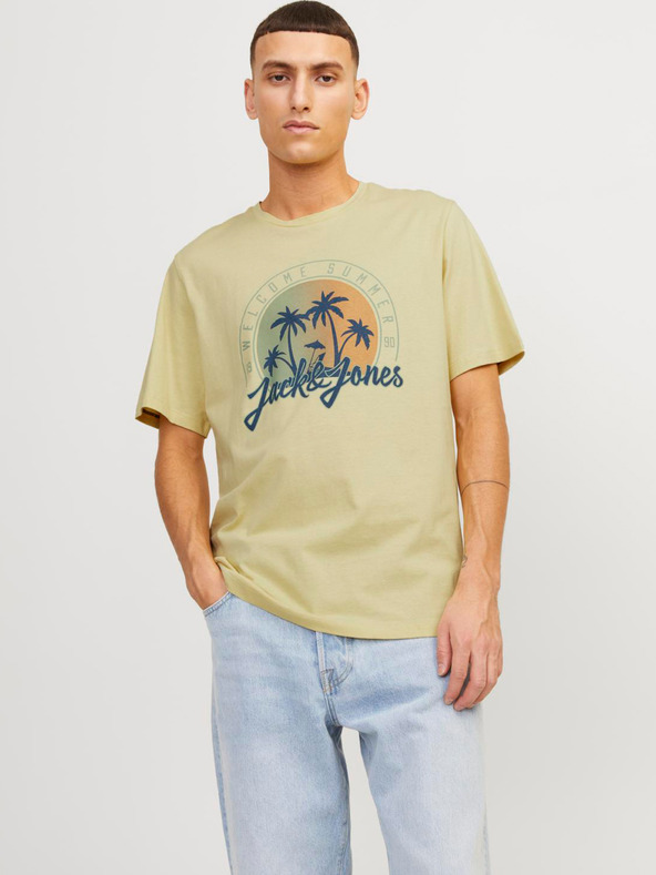 Jack & Jones Žluté pánské tričko Jack & Jones Summer