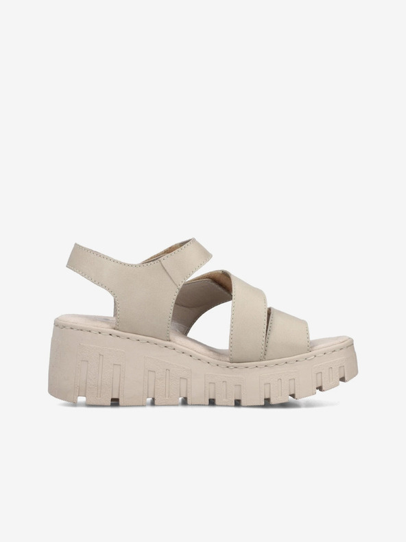 Rieker Béžové dámské sandály na klínku Rieker