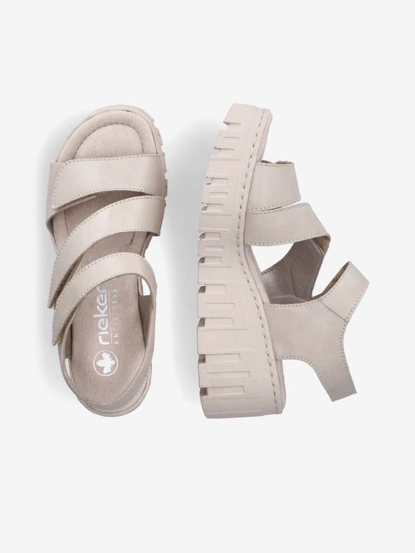 Rieker Béžové dámské sandály na klínku Rieker