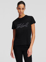 Karl Lagerfeld Černé dámské tričko KARL LAGERFELD Rhinestone Logo