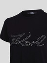 Karl Lagerfeld Černé dámské tričko KARL LAGERFELD Rhinestone Logo