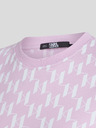 Karl Lagerfeld Bílo-růžové dámské tričko KARL LAGERFELD Monogram