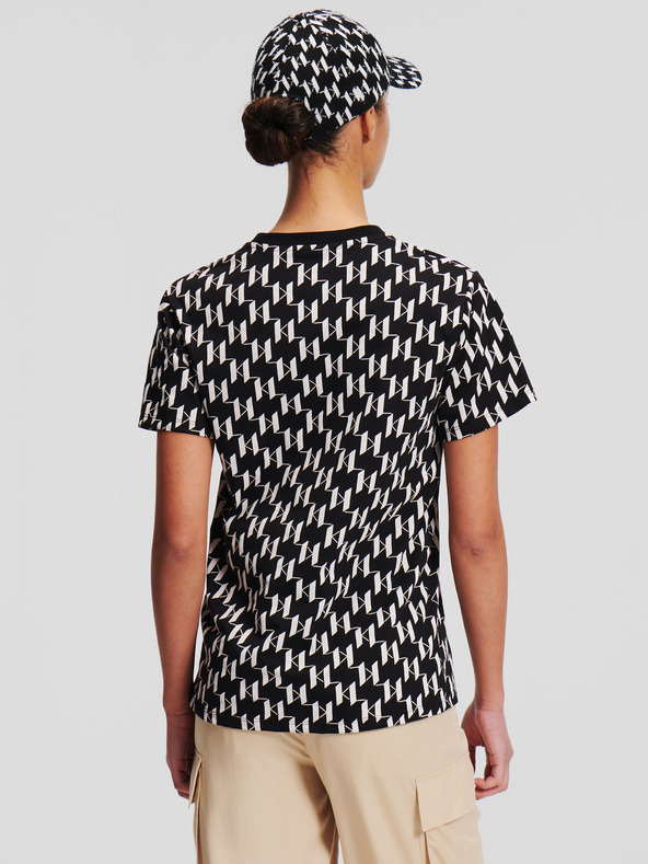 Karl Lagerfeld Bílo-černé dámské tričko KARL LAGERFELD Monogram