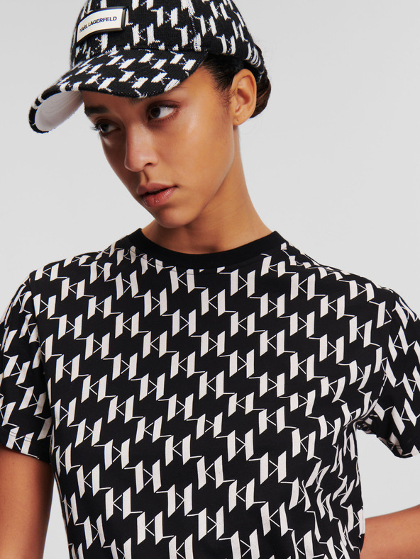 Karl Lagerfeld Bílo-černé dámské tričko KARL LAGERFELD Monogram
