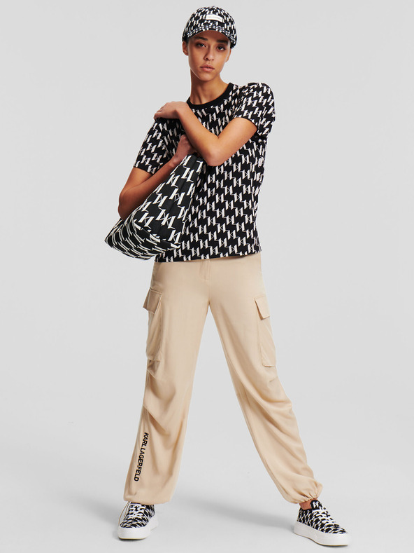 Karl Lagerfeld Bílo-černé dámské tričko KARL LAGERFELD Monogram