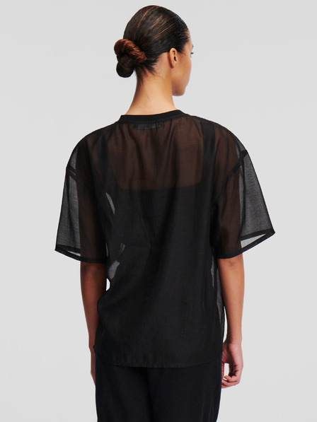 Karl Lagerfeld Černé dámské oversize tričko KARL LAGERFELD Organza T-shirt