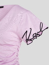 Karl Lagerfeld Růžové dámské tričko KARL LAGERFELD Karl Signature