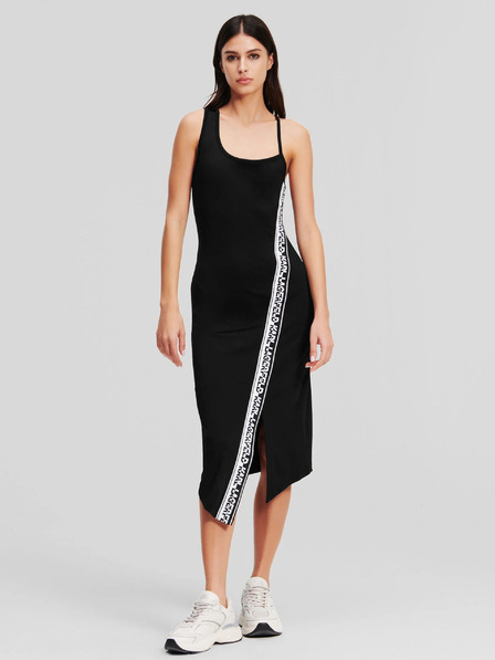 Karl Lagerfeld Černé dámské midišaty KARL LAGERFELD Logo Tape Jersey Dress