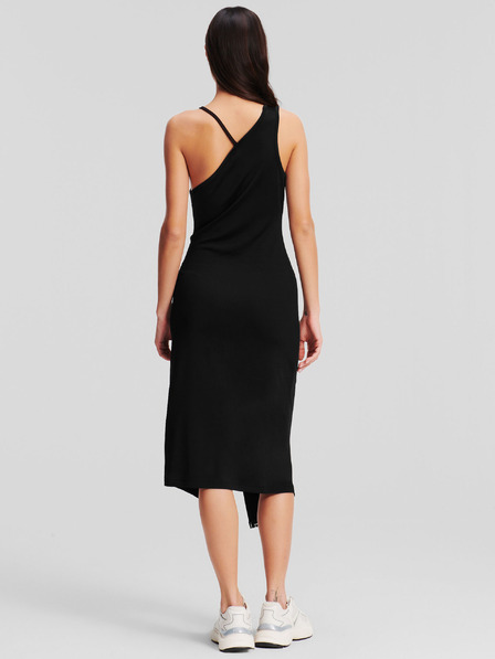 Karl Lagerfeld Černé dámské midišaty KARL LAGERFELD Logo Tape Jersey Dress