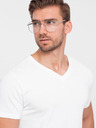 Ombre Clothing Bílé pánské tričko s véčkovým výstřihem Ombre Clothing