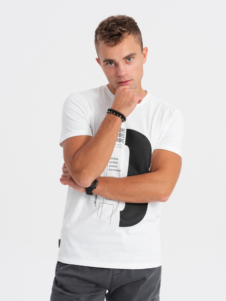 Ombre Clothing Bílé pánské tričko Ombre Clothing